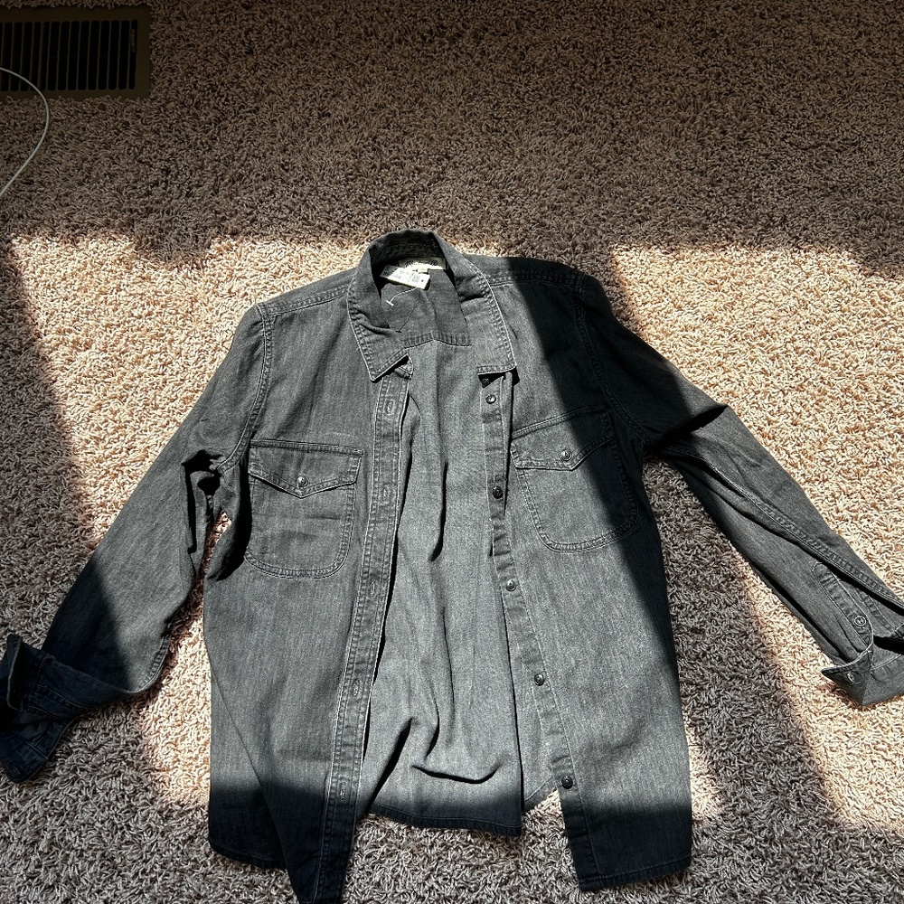 New With Tags Madewell black denim button up shirt size M